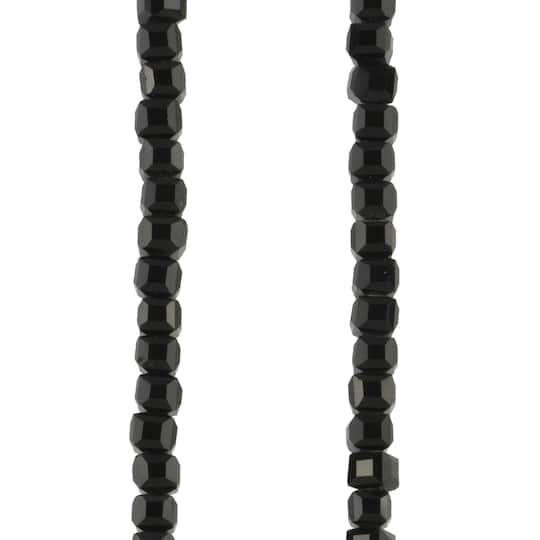 Black Faceted Glass Cube Beads, 4mm by Bead Landing™